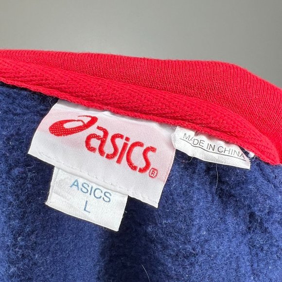 Vintage 90s Asics striped trackjacket zip up track sweater L - Picture 4 of 8
